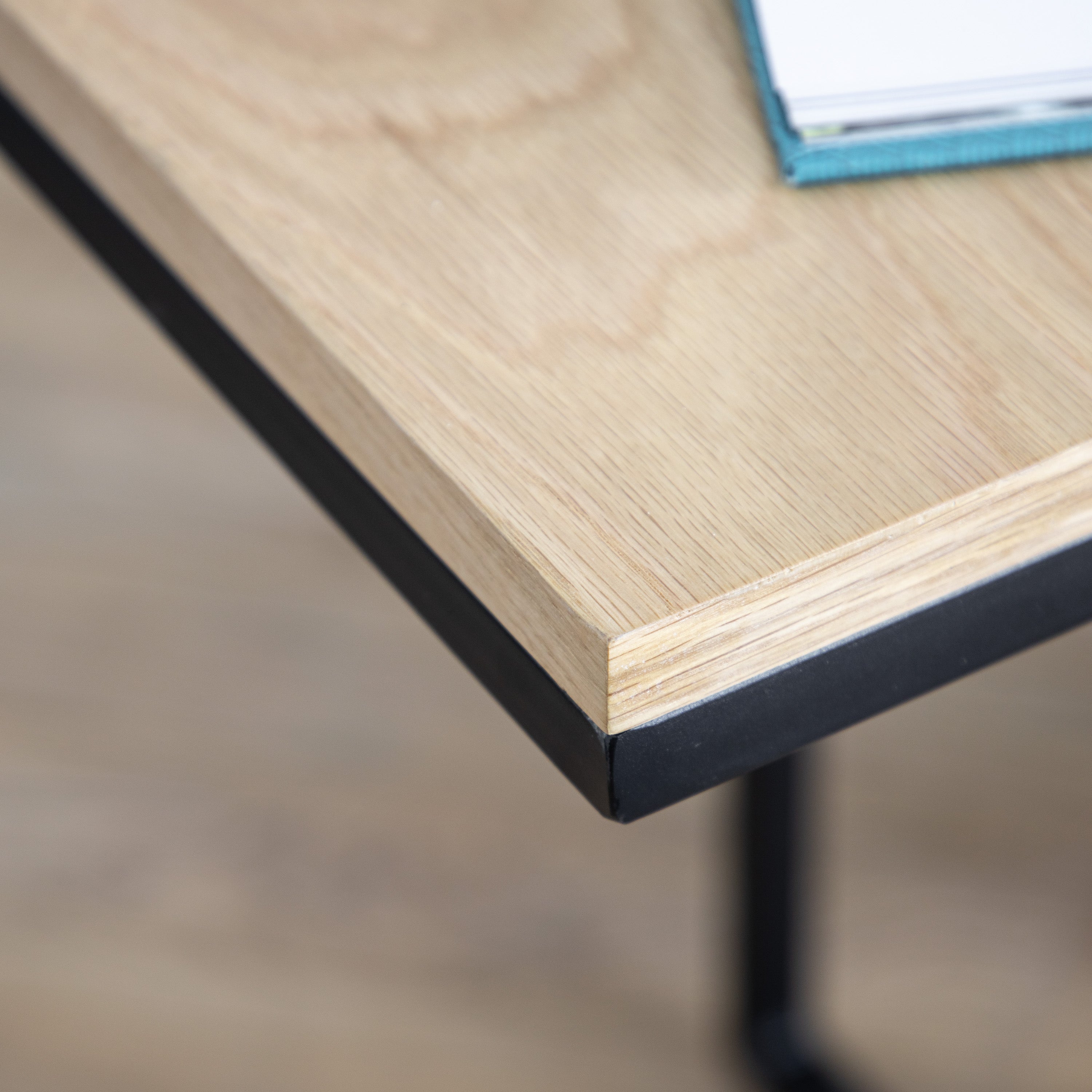 Bentley Natural Oak Wood & Matt Black Supper Table